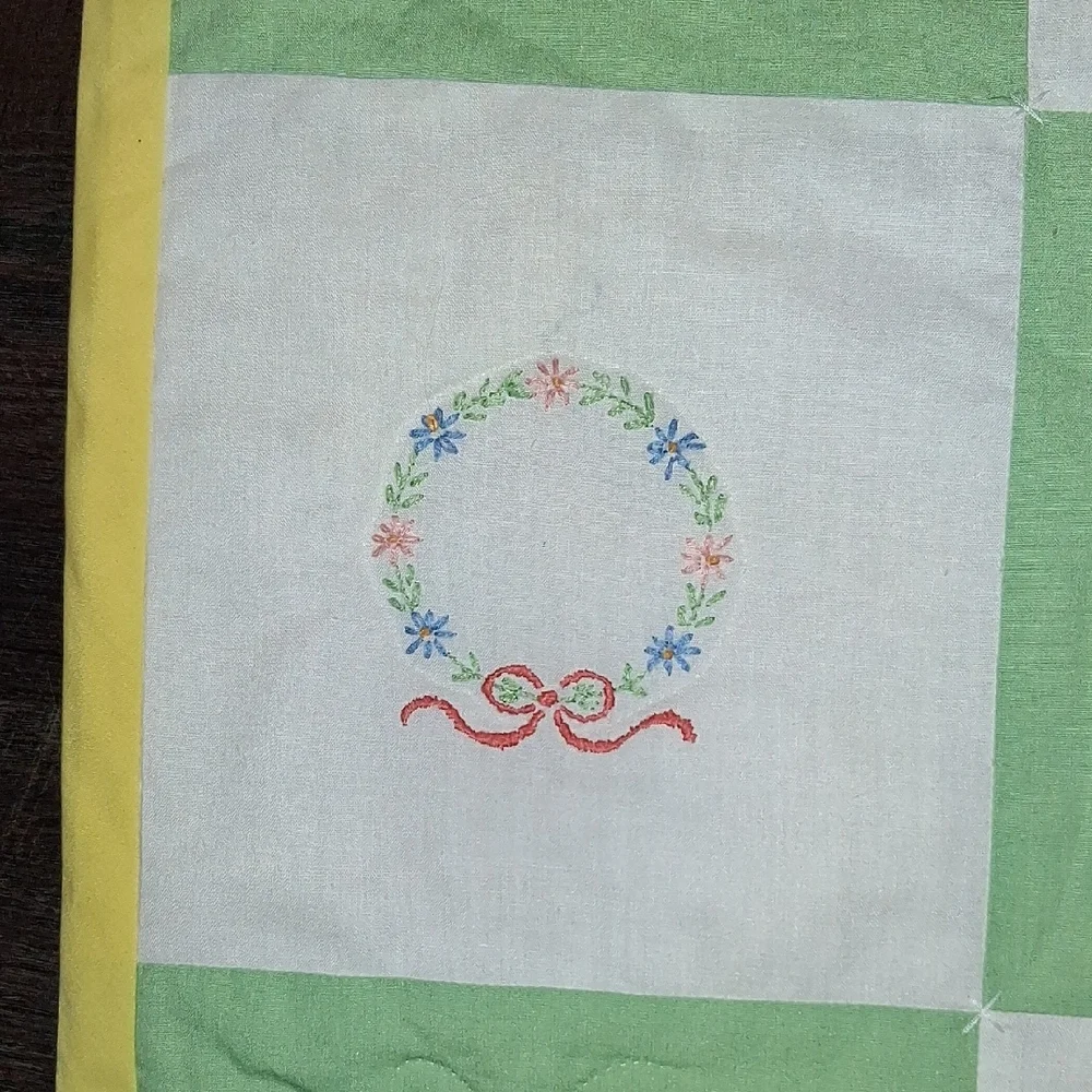 Vintage Adorable Animal Quilt with Green and Yellow